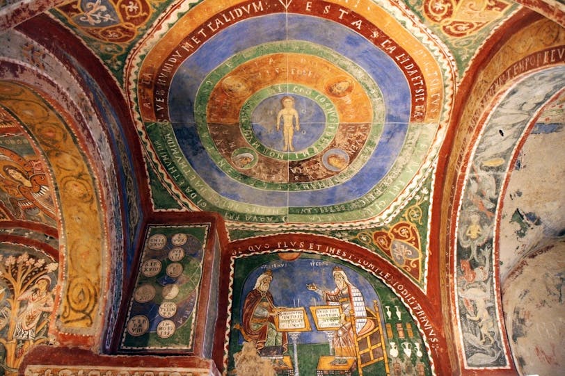 Medieval Science, Crypt Frescoes, 13c, Anagni Cathedral, Italy