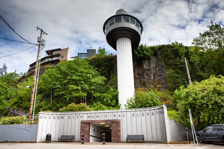 Municipal Elevator From Below, Oregon City, Oregon