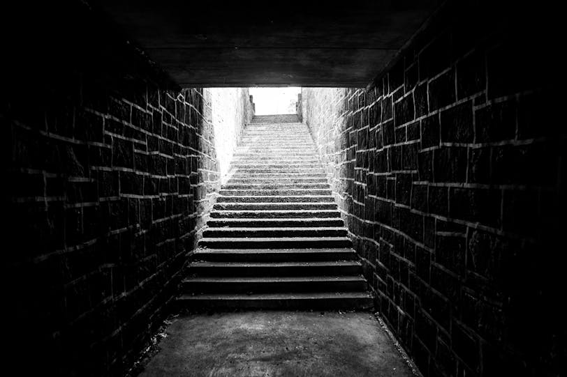 Singer Creek Underpass Stairs in Black and White, Oregon City, Oregon