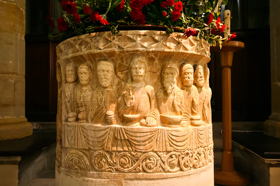 The Last Supper, Norman Font, Church of St. Nicholas, Brighton,