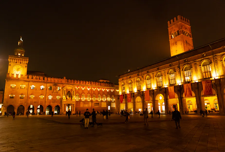 Piazza Maggiore by Night, Bologna, Italy