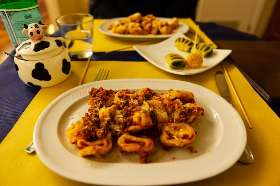 Dinner, Hotel Touring, Bologna, Italy