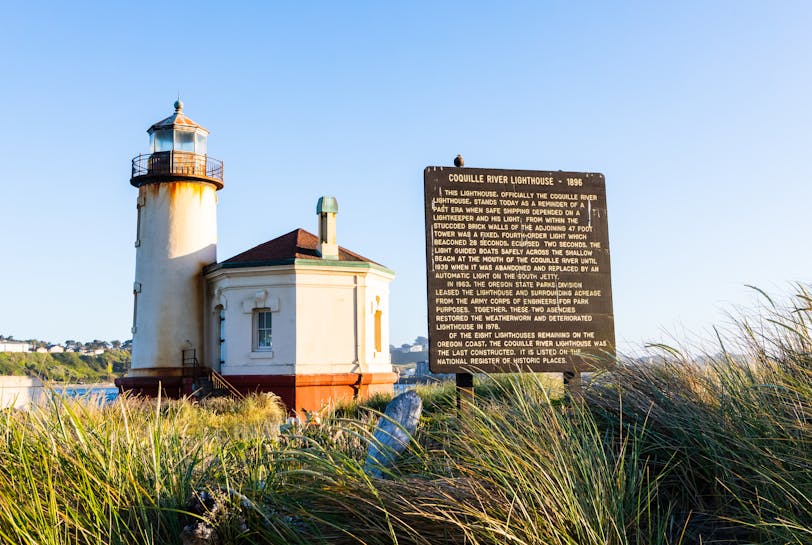 Coquille River Lighthouse and Marker - Bandon, Oregon