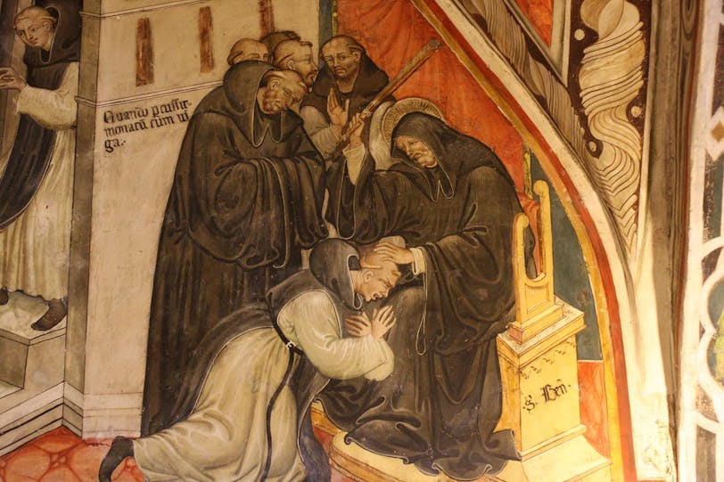 st benedict and a slothful monk