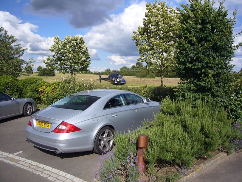 helicopter and mercedes