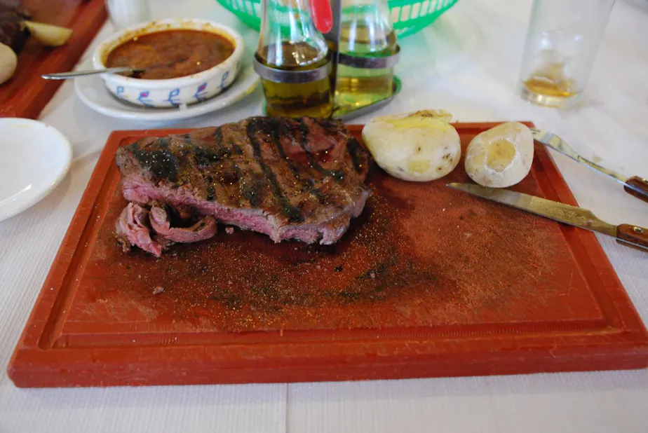 Veal steak for lunch, santiponce