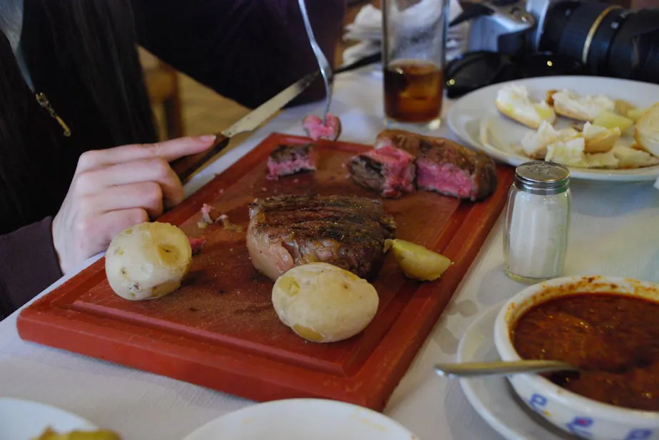 Veal steak for lunch, santiponce