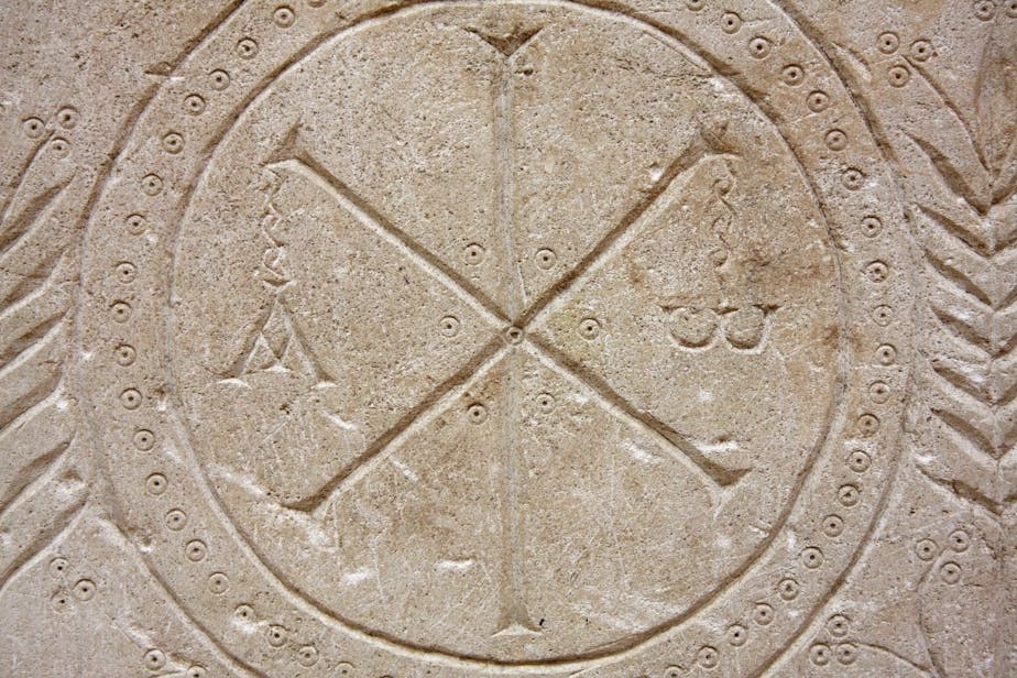 Chi Rho on Gravestone of Rignedrudis, 6th cent.